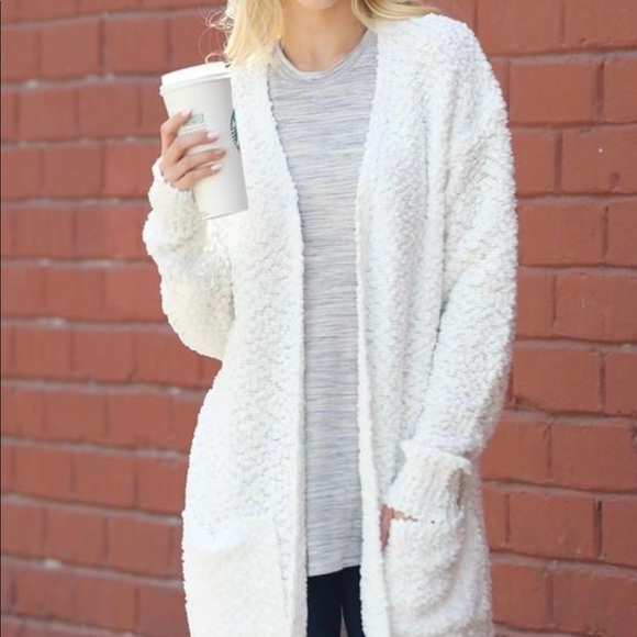 Silver Popcorn Long Chunky Cardigan - Picture 4 of 7